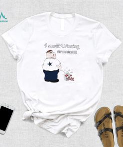 Peter Griffin Dallas Cowboys I smell winning tis the season peeing on Tampa Bay Buccaneers helmet shirt