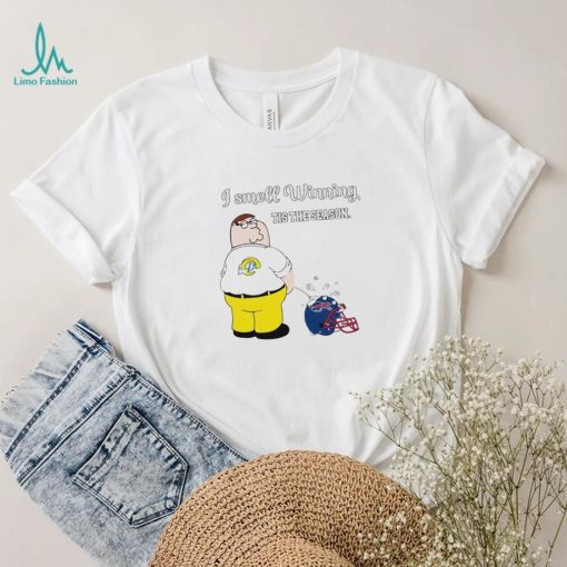 Peter Griffin Los Angeles Rams peeing on Buffalo Bills helmet I smell winning tis the season shirt