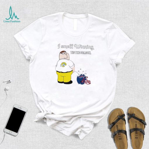 Peter Griffin Los Angeles Rams peeing on Buffalo Bills helmet I smell winning tis the season shirt