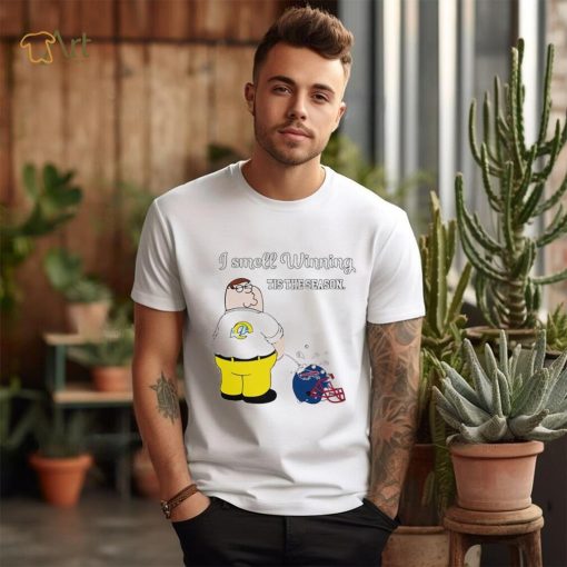 Peter Griffin Los Angeles Rams peeing on Buffalo Bills helmet I smell winning tis the season shirt