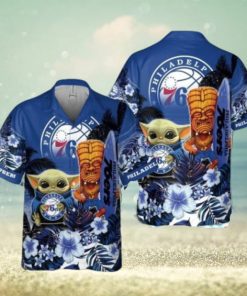 Philadelphia 76Ers Baby Yoda National Basketball 3D Association Hawaiian Shirt