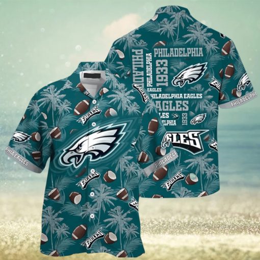 Philadelphia Eagles Hawaiian Shirt Coconut Tree Pattern Summer Vacation Gift