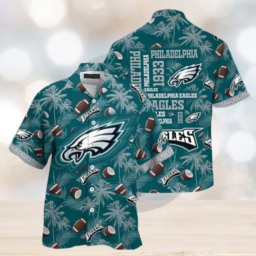 Philadelphia Eagles Hawaiian Shirt Coconut Tree Pattern Summer Vacation Gift