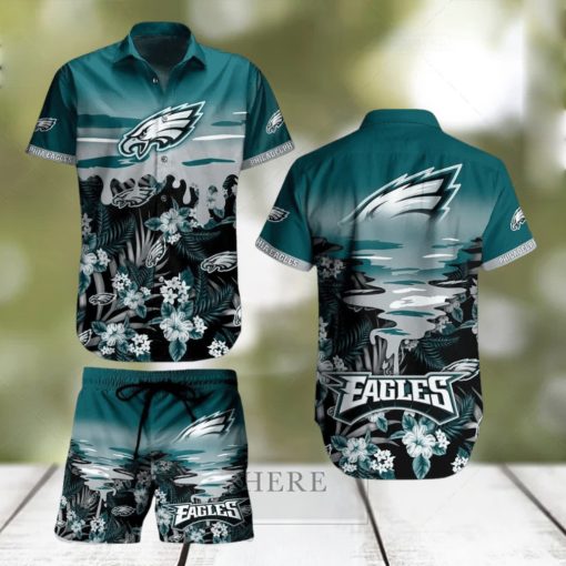 Philadelphia Eagles NFL SAS Tropical Pattern Beach Hawaiian Shirt And Short For Best Fans New Trends For This Summer Beach