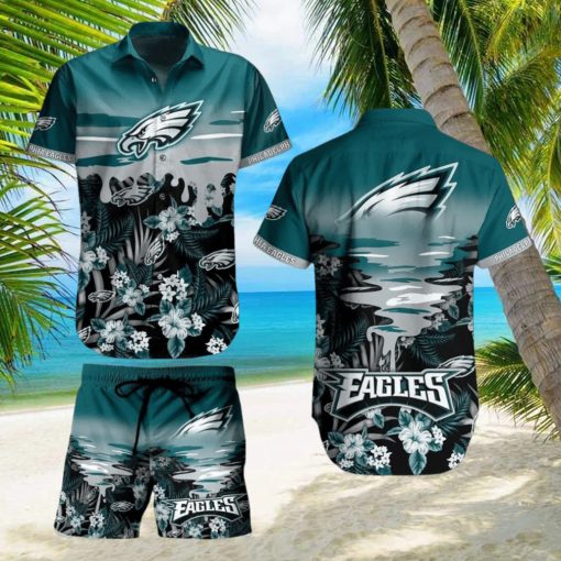 Philadelphia Eagles NFL SAS Tropical Pattern Beach Hawaiian Shirt And Short For Best Fans New Trends For This Summer Beach