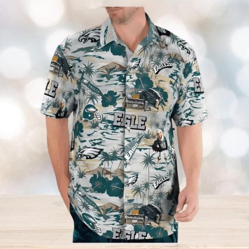 Philadelphia Eagles Thematic Stadium Hawaiian Button Up Shirt