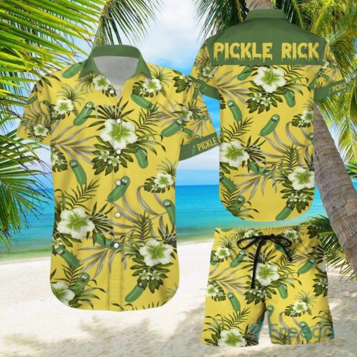 Pickle Rick Hawaiian Shirts And Short Summer Beach Set