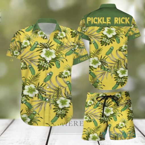 Pickle Rick Hawaiian Shirts And Short Summer Beach Set