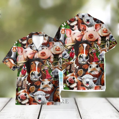 Pigs Play In The Farm Gift For Farmer AOP Hawaiian Shirt Beach Lover Summer Gift Shirt