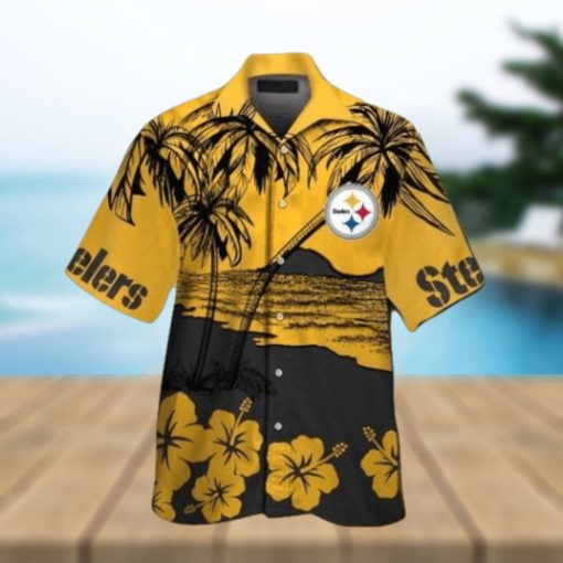 Pittsburg Steelers Short Sleeve Button Up Tropical Hawaiian Shirt