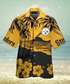 Pittsburg Steelers Short Sleeve Button Up Tropical Hawaiian Shirt