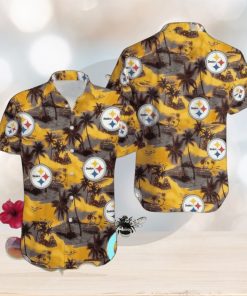 Pittsburgh Steelers Coconut Tree All Over Print Hawaiian Shirt Beach Shirt NFL