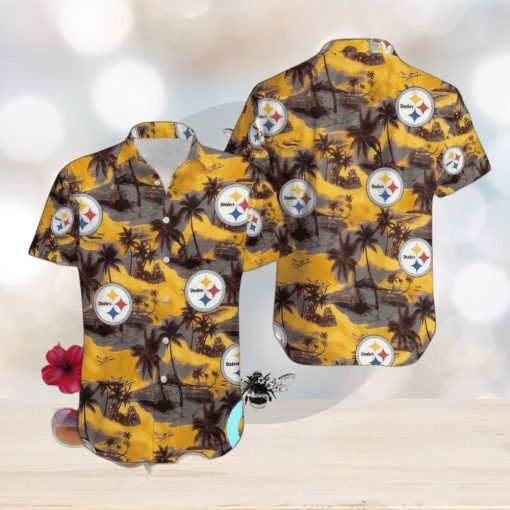 Pittsburgh Steelers Coconut Tree All Over Print Hawaiian Shirt Beach Shirt NFL