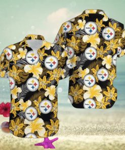 Pittsburgh Steelers Flower Pattern Hawaiian Shirt All Over Print Gift For Fans NFL