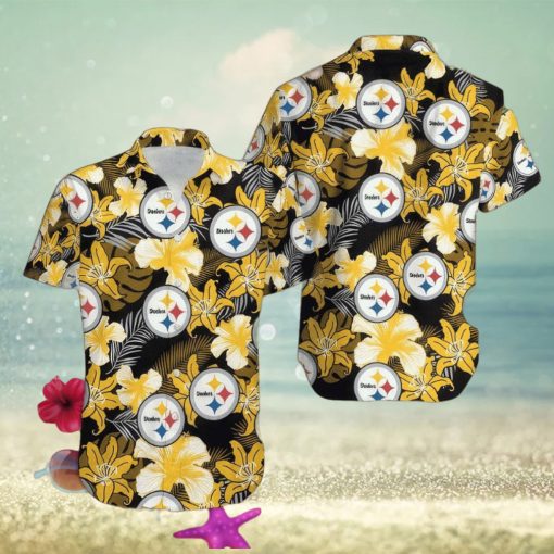 Pittsburgh Steelers Flower Pattern Hawaiian Shirt All Over Print Gift For Fans NFL