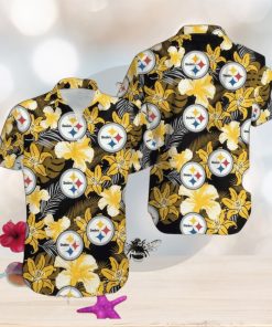 Pittsburgh Steelers Flower Pattern Hawaiian Shirt All Over Print Gift For Fans NFL