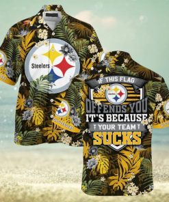 Pittsburgh Steelers Football Floral Aloha Hawaiian Shirt Summer Vacation