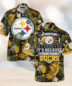 Pittsburgh Steelers Football Floral Aloha Hawaiian Shirt Summer Vacation