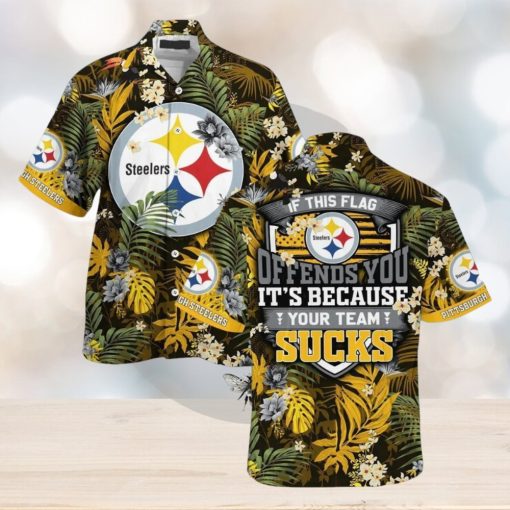 Pittsburgh Steelers Football Floral Aloha Hawaiian Shirt Summer Vacation