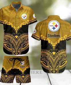 Pittsburgh Steelers Football NFL Polynesian Pattern Hawaiian Shirt And Short For Best Fans Gift New Trending Beach Holiday