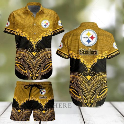 Pittsburgh Steelers Football NFL Polynesian Pattern Hawaiian Shirt And Short For Best Fans Gift New Trending Beach Holiday