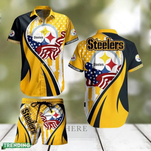 Pittsburgh Steelers NFL Hawaiian Shirt Vintage US Flag Graphic Trends Summer Gift For Men Women Fan NFL