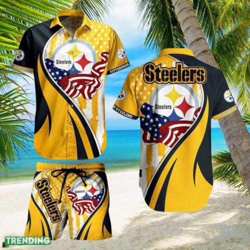 Pittsburgh Steelers NFL Hawaiian Shirt Vintage US Flag Graphic Trends Summer Gift For Men Women Fan NFL