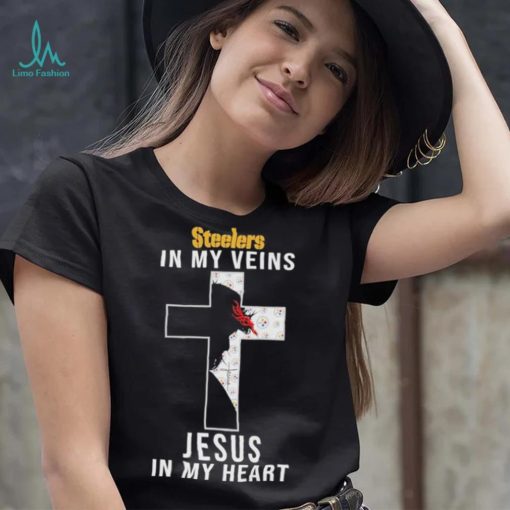 Pittsburgh Steelers NFL In My Veins Jesus In My Heart Cross 2024 T Shirt