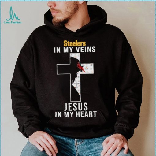 Pittsburgh Steelers NFL In My Veins Jesus In My Heart Cross 2024 T Shirt