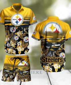 Pittsburgh Steelers NFL SAS Tropical Pattern Beach Hawaiian Shirt And Short For Best Fans New Trends For This Summer Beach