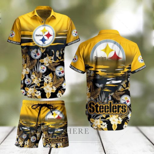 Pittsburgh Steelers NFL SAS Tropical Pattern Beach Hawaiian Shirt And Short For Best Fans New Trends For This Summer Beach