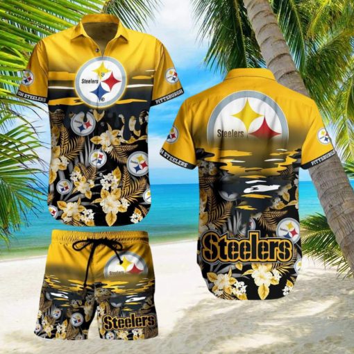 Pittsburgh Steelers NFL SAS Tropical Pattern Beach Hawaiian Shirt And Short For Best Fans New Trends For This Summer Beach