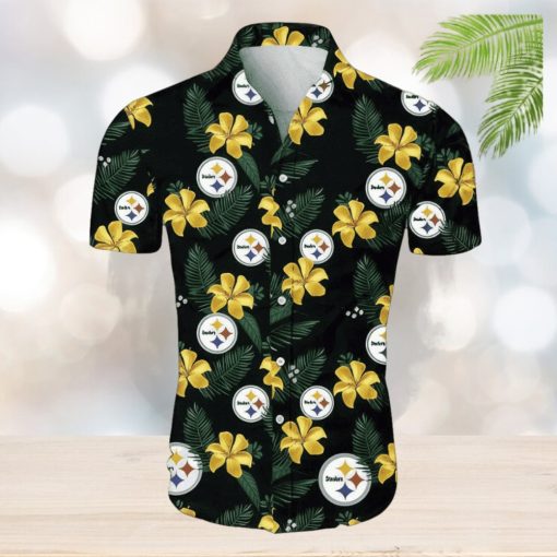 Pittsburgh Steelers Tropical Flower Pattern Hawaiian Shirt Beach Shirt NFL