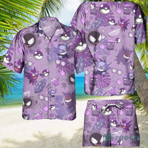 Pokemon Gengar Hawaiian Shirts And Short Summer Beach Set