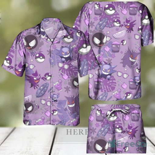 Pokemon Gengar Hawaiian Shirts And Short Summer Beach Set