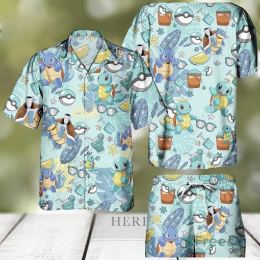 Pokemon Squirtle Hawaiian Shirts And Short Summer Beach Set