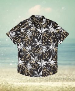 Purdue Boilermakers Black Floral Hawaiian Shirt