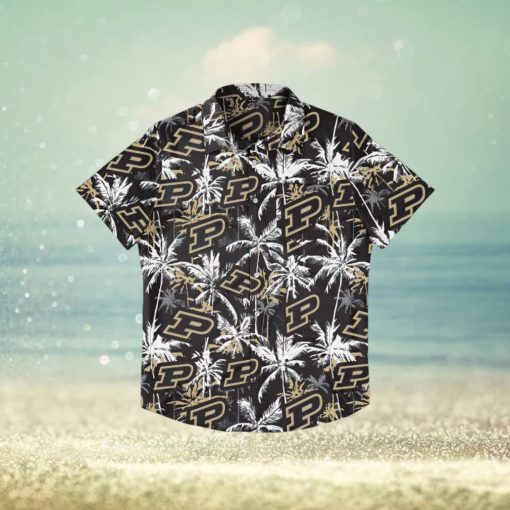 Purdue Boilermakers Black Floral Hawaiian Shirt