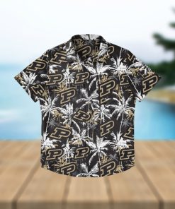 Purdue Boilermakers Black Floral Hawaiian Shirt