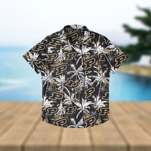 Purdue Boilermakers Black Floral Hawaiian Shirt