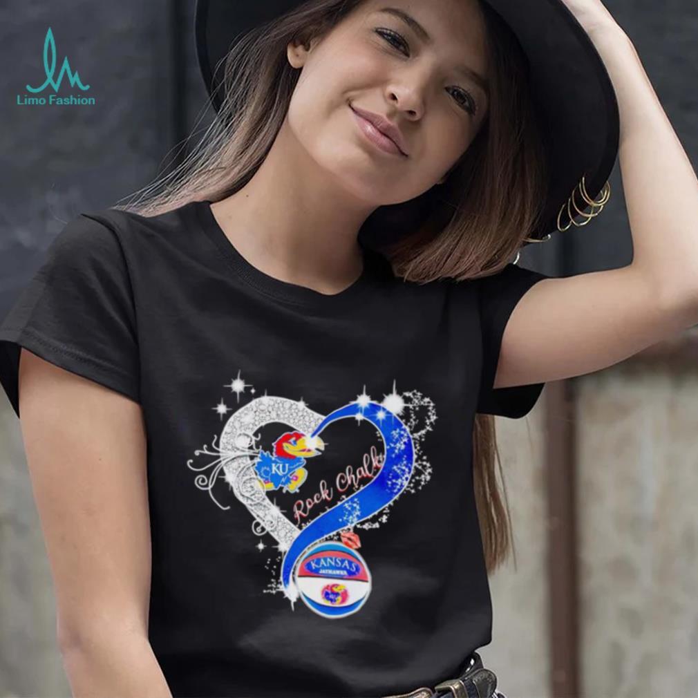 Rhinestone heart Kansas Jayhawks rock Chalk shirt Rhinestone heart Kansas Jayhawks rock Chalk shirt