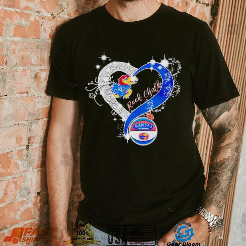 Rhinestone heart Kansas Jayhawks rock Chalk shirt Rhinestone heart Kansas Jayhawks rock Chalk shirt