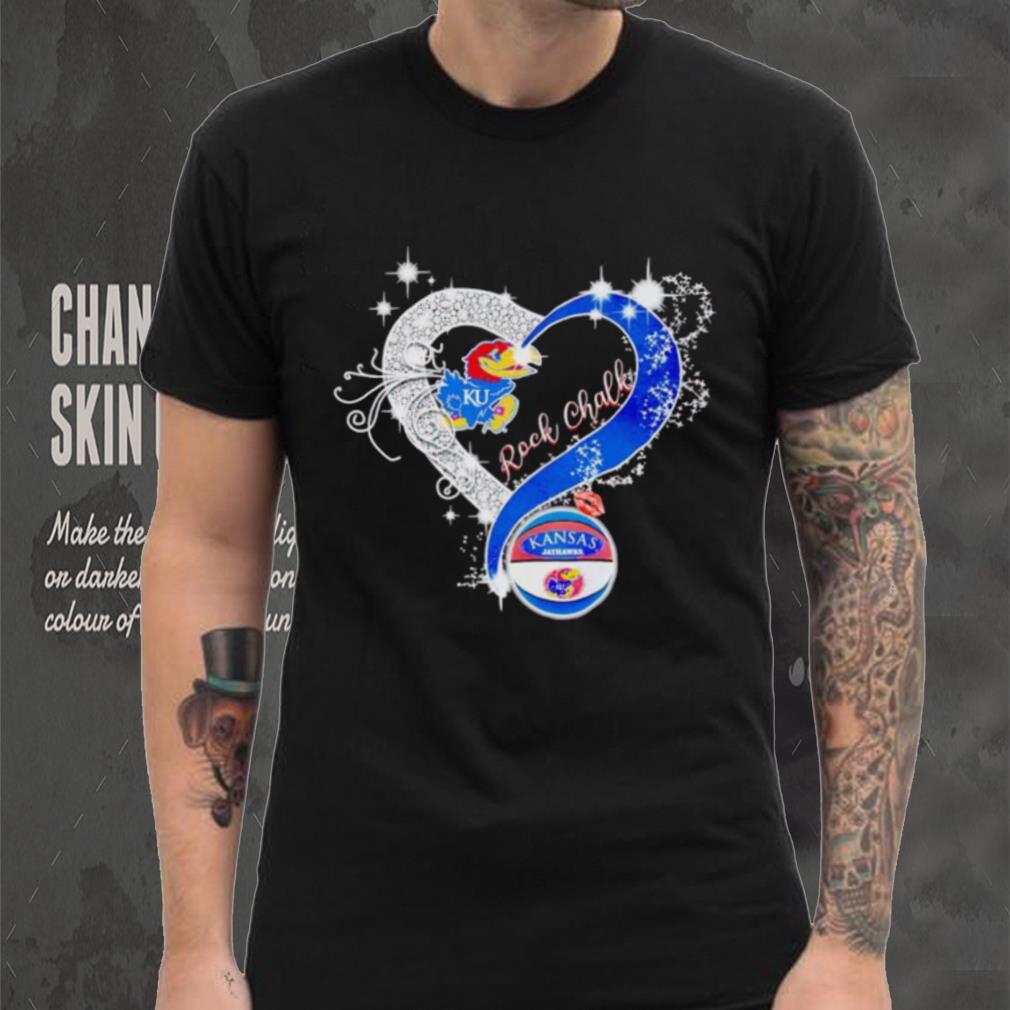Rhinestone heart Kansas Jayhawks rock Chalk shirt Rhinestone heart Kansas Jayhawks rock Chalk shirt