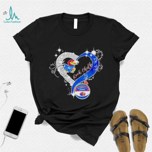 Rhinestone heart Kansas Jayhawks rock Chalk shirt