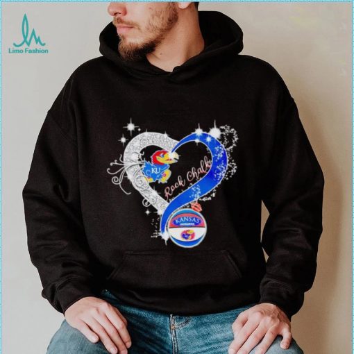 Rhinestone heart Kansas Jayhawks rock Chalk shirt