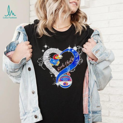 Rhinestone heart Kansas Jayhawks rock Chalk shirt