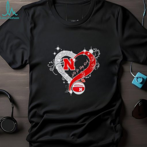 Rhinestone heart Nebraska Cornhuskers lets go Big Red shirt