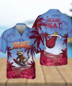 Rocket Raccoon And NBA Miami Heat Summer Pattern Print Hawaiian Shirt