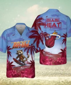 Rocket Raccoon And NBA Miami Heat Summer Pattern Print Hawaiian Shirt