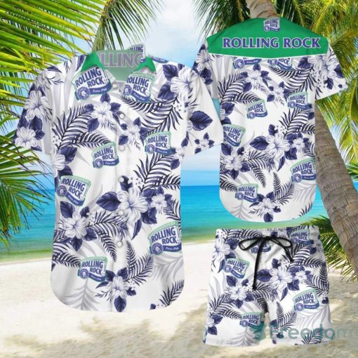 Rolling Rock Hawaiian Shirts And Short Summer Beach Set